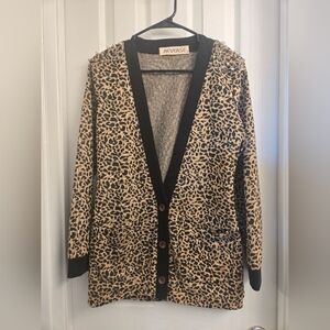 Reverse - Animal Print Cardigan - Black and Tan With Spikes Sz Small